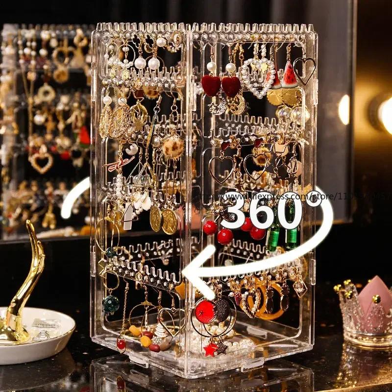 Detachable Rotating Jewelry Storage Box, Earring Display Stand, Bracelet Organizer, Necklace Rack, 360 Degree
