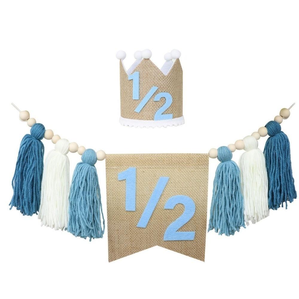 Boho 1st Birthday High Chair Banner Yarn Tassel Handmade Birthday Banner Wooden Bead Linen Hat Party Decoration Photography Prop