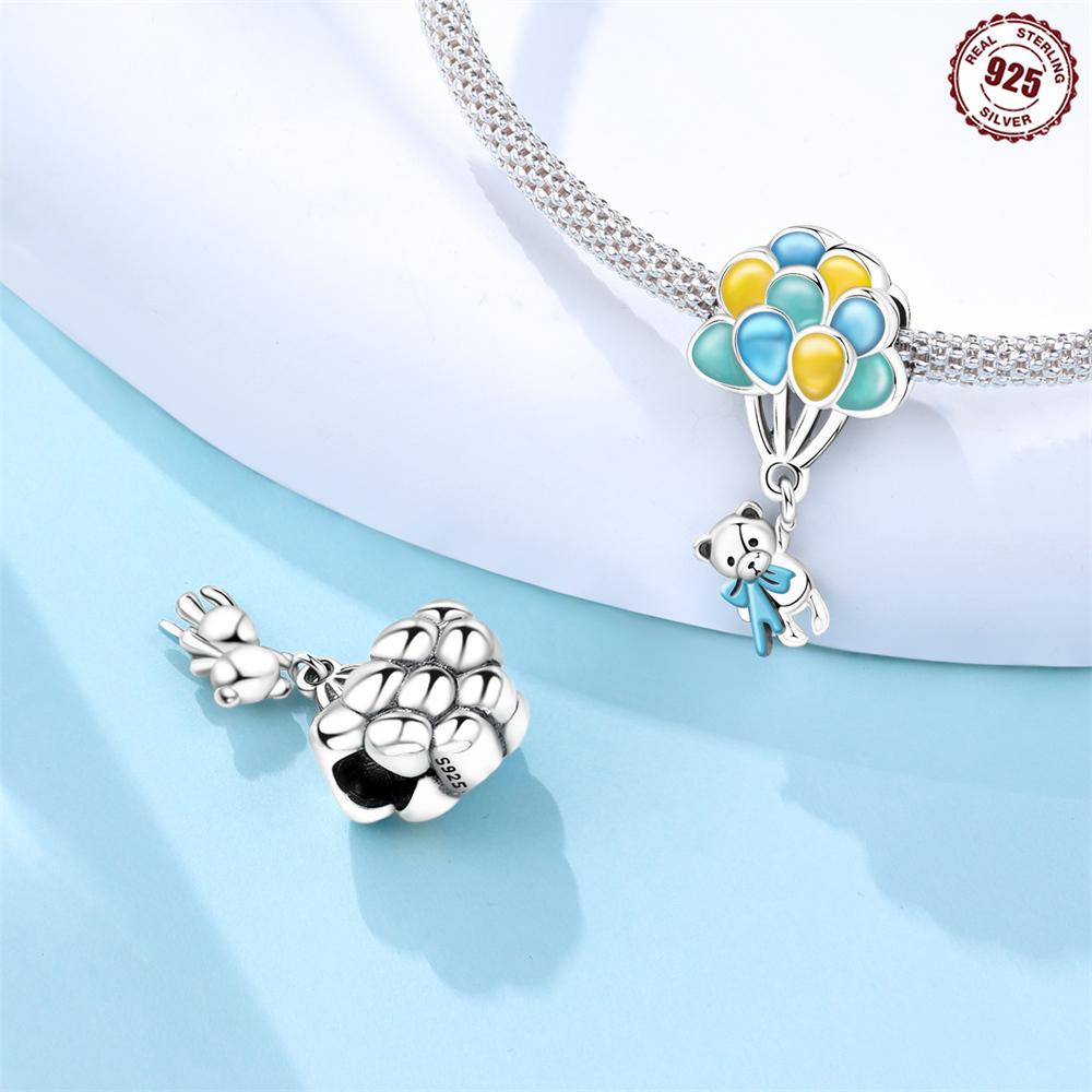 Copper Balloon Lion Elephant Panda Kitten Coffee Cup Charms Beads Pendant For Original Bracelet Woman Girl Jewelry