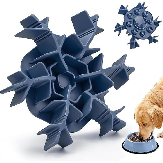 Dog Slow Feeder ert Silicone Adjustable for 4.7-7" Stainless Steel Dogs Bowls Standard Elevated, Anti-Slip Suction Cup All Large Breed Cat Slow