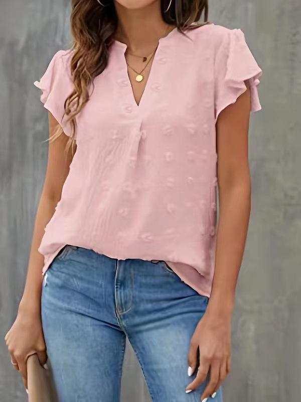 New European and American Temperament Commuter Pleated Short-sleeved Blouse