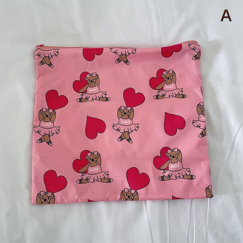 Kawaii Makeup Bag  Cartoon Bear Pattern Cosmetic Pouch Toiletry Bag Large Capacity Portable Stationery Bag