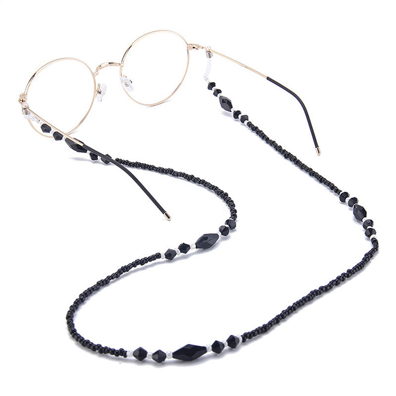 Fashion Glasses Chain Ladies Black Acrylic Bead Chain Anti-Slip Glasses Rope Holder Neck Strap Reading Glasses Rope