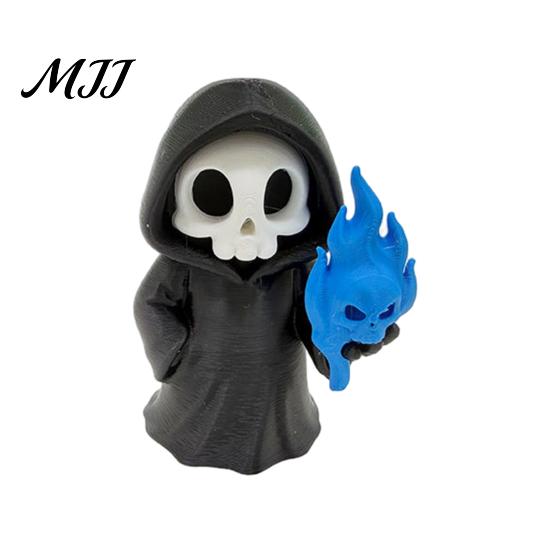 Three-dimensional Texture Statue Mini Grim Reaper Statue, 3D Printed Halloween Skull Party Ornament Figurine for Tabletop, Desk, Shelf Home