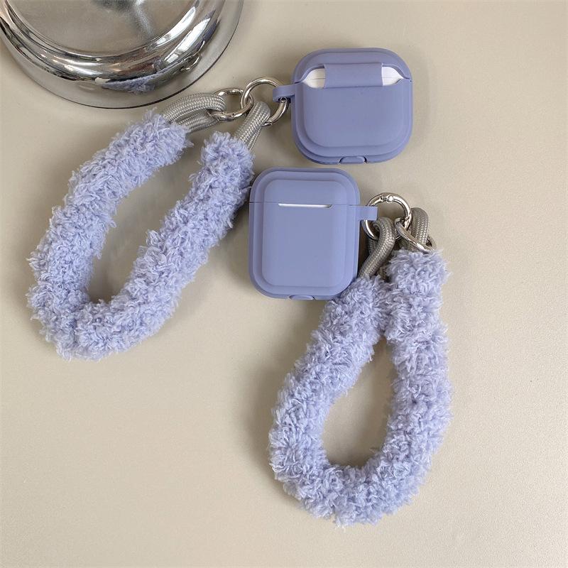 Simple Solid Color Plush Hand Rope for AirPods 1 Generation Protective Cover 1 Generation 1 Generation Pro1 Apple Bluetooth Headset Case