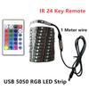 Светодиодная лента DC 5V USB 1 метр 5050 Водонепроницаемая RGB LED подсветка Гибкая 50 см 1 м 2 м добавить 3 17-клавишный пульт для подсветки телевизора