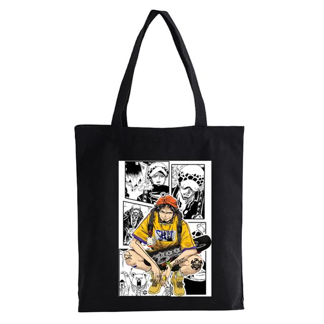 One Piece Shopping Bag Anime ZORO Graphic Print Canvas Bag Teenage Students Reusable Shopper Handbag Bag Women's Bag Bolsas