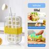 2-in-1 Portable Ice Cube Maker Cold Water Bottle with Straw Silicone Ice Cube Tray Easy Press Demould Zero Contact Ice Cube Mold