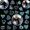 50 Silver Laser Love Stickers Transparent Laser Hot Silver Retro DIY Sparkle Creative Hand Account Pet Stickers