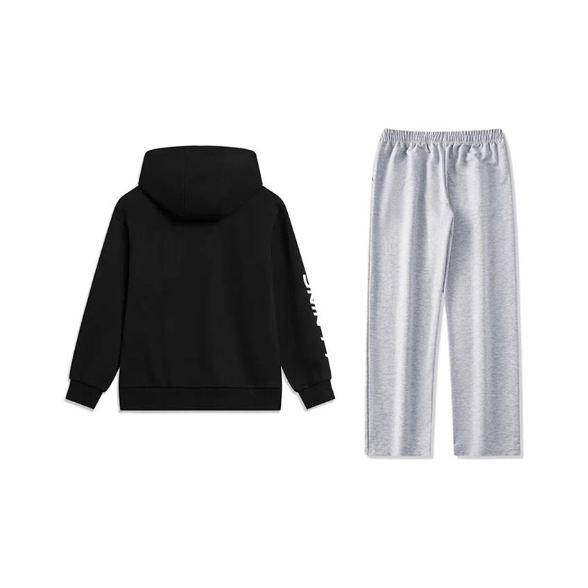 Li-Ning Letter Logo Printed Fashion Lightweight Comfortable Versatile Hooded Cardigan Sweatshirt Casual Sports Suit YWDU475-1+AKLU881-2