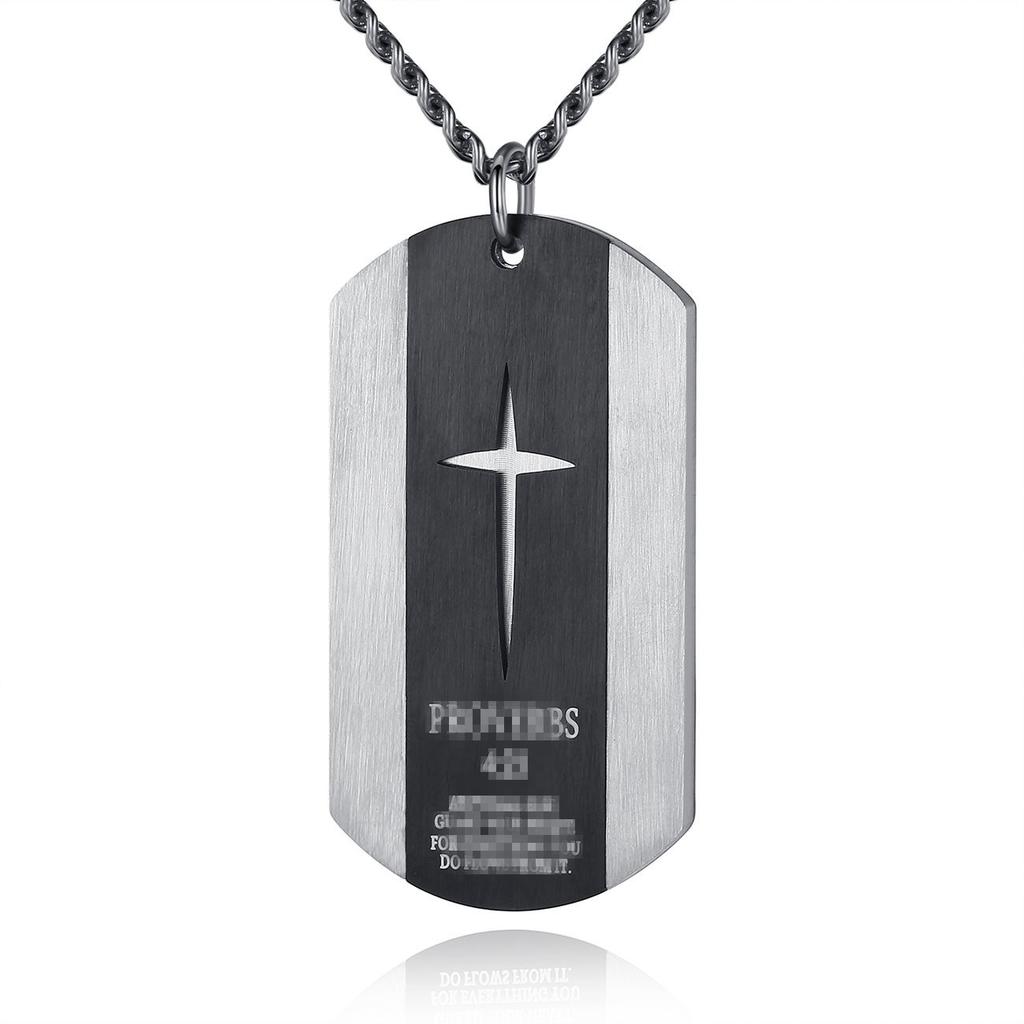Silver Stainless Steel Cross Dog Pendant Necklace for Men