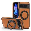 For Google Pixel 10 Pro XL Case with Ring Kickstand Compatible with MagSafe PU Leather Back Cover