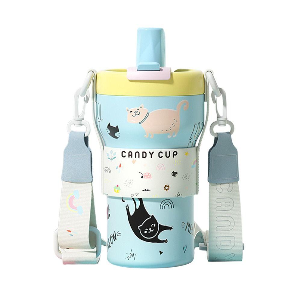 

Cartoon Cat Rabbit Coffee Vacuum Cup Ceramic Inner Liner Insulated Cup for Student Children pink without strap