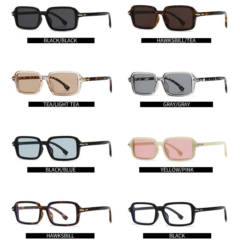  New Quality Rectangle Men Sunglasses Fashion Shades UV400 Retro Rivets Women Luxury Black Sun Glasses