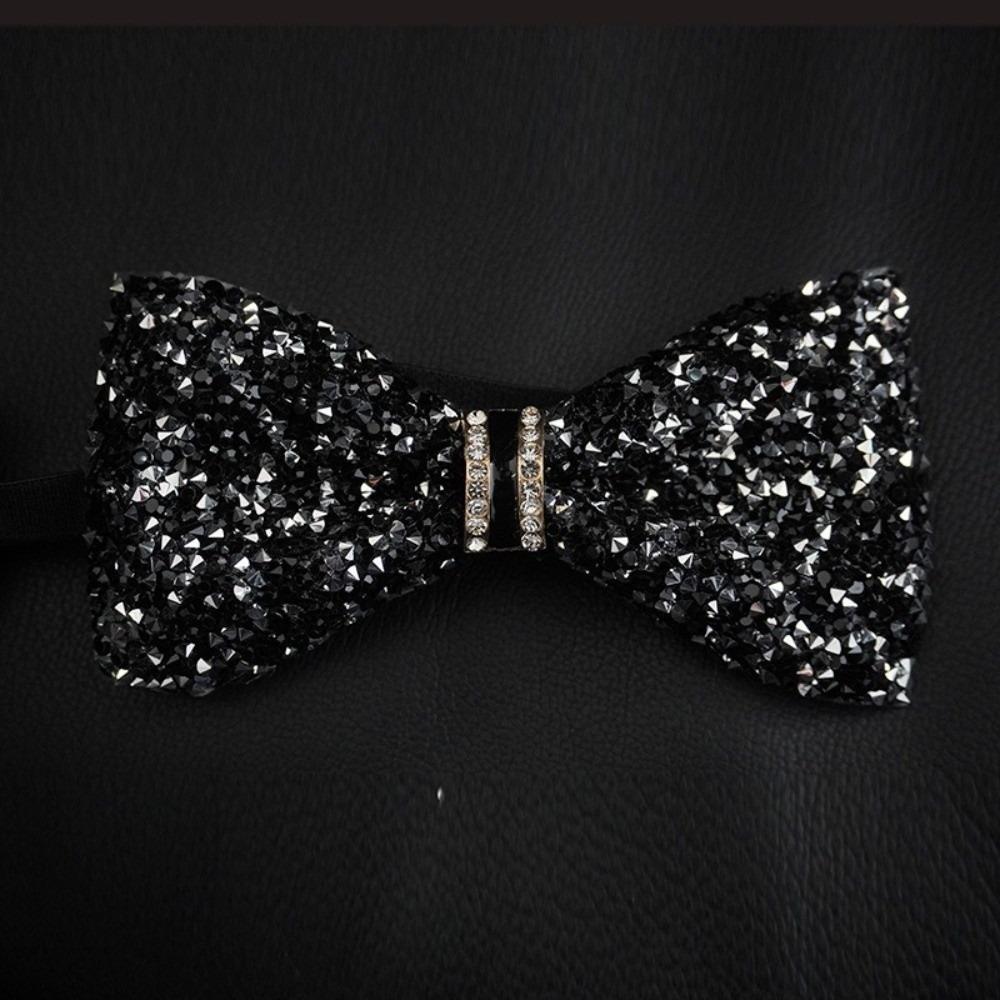 Solid Color Rhinestone Collar Flower British Style Adjustable Gentleman's Bow Tie Bowtie Collar Cravat Men's Suit Accessory