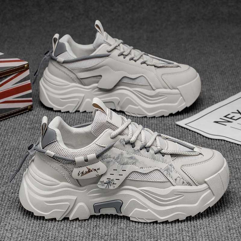 Baskets Plateforme Homme Automne Nouveau Extérieur Antidérapantes Respirantes Chaussures Décontractées Confortables Augmentation de Hauteur à Lacets Chaussures Vulcanisées