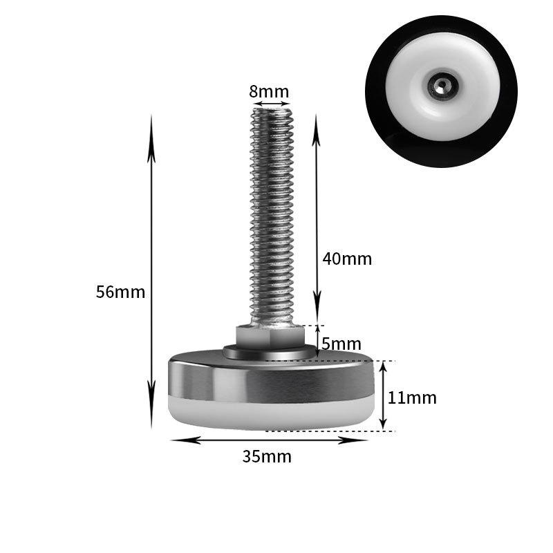 Stainless Steel Adjustable Furniture Feet Nylon Base Levelers, for Sofa, Table, Chair, Cabinet, Workbench of Leveling Feet