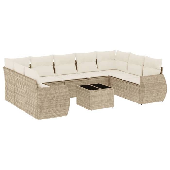 VidaXL Garden Lounge Set with Cushions 10 Pcs, Patio Sofas, Patio Furniture Set, Outdoor Furniture, Beige 3221807