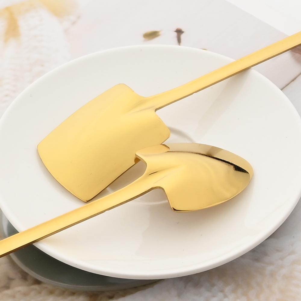 1/2 stk spade skjeer Dessert vannmelon iskremske Kreativ kaffeskje i rustfritt stål Kjøkkenservise Sølv teskje