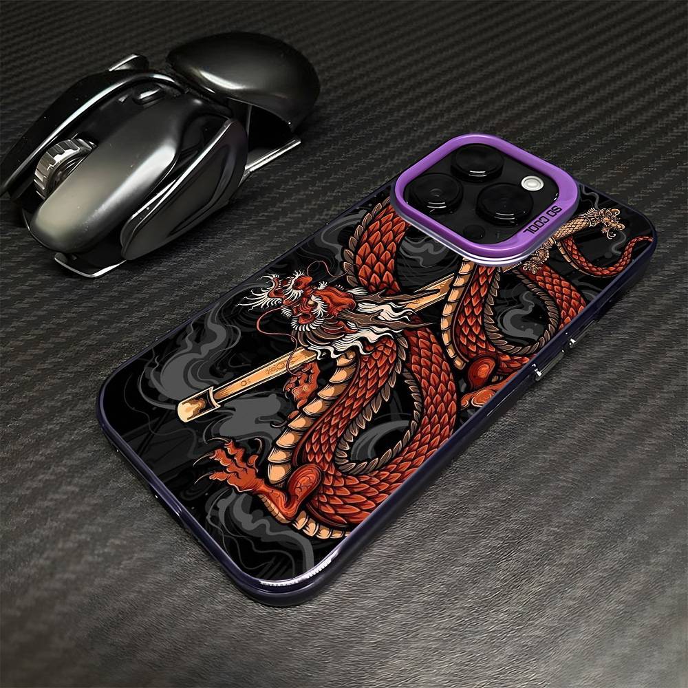 Yakuza Drachen Tattoo Handyhülle Für iPhone17,16,15,14,13,12,11 Plus,Pro Max Lila Matt Stoßfeste Hülle