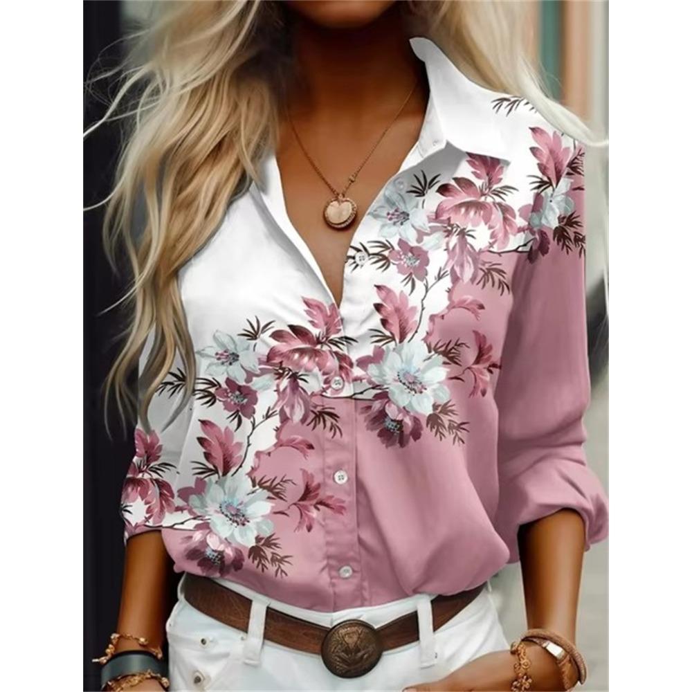 Fashion multicolour Flower Pattern 3D Print Women s Long Sleeve Shirts Autumn Women s Tops Casual Fashion Women s Clothing S