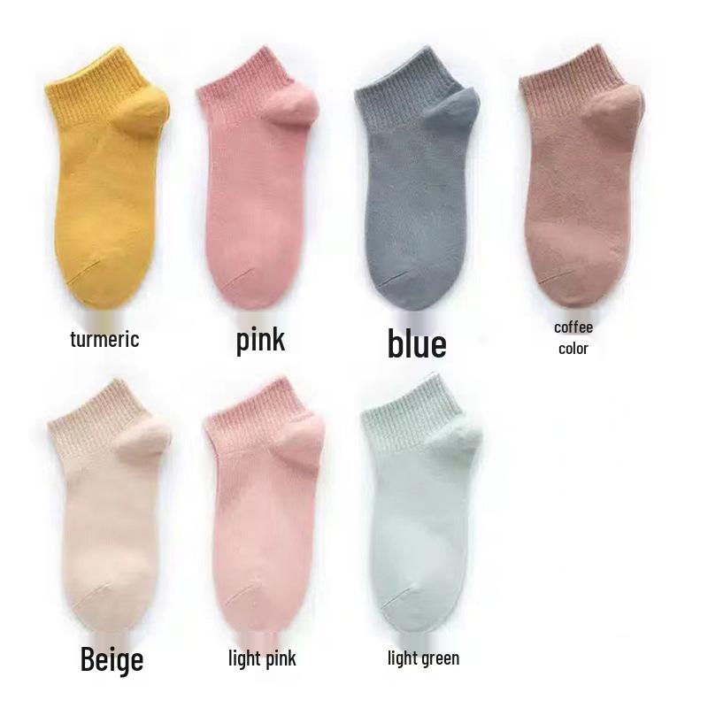 Women's Solid Color Cotton Short Socks - Breathable, Sweat-Absorbent, Odor-Resistant, Trendy Low-Cut Design for Autumn and Winter.