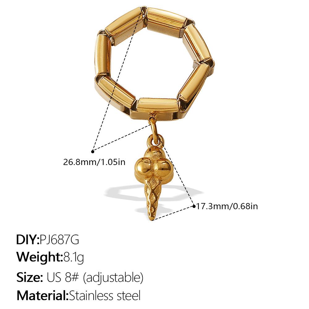 DIY pendant ring ring stainless steel gold-plated exaggerated multi-element pendant ring women