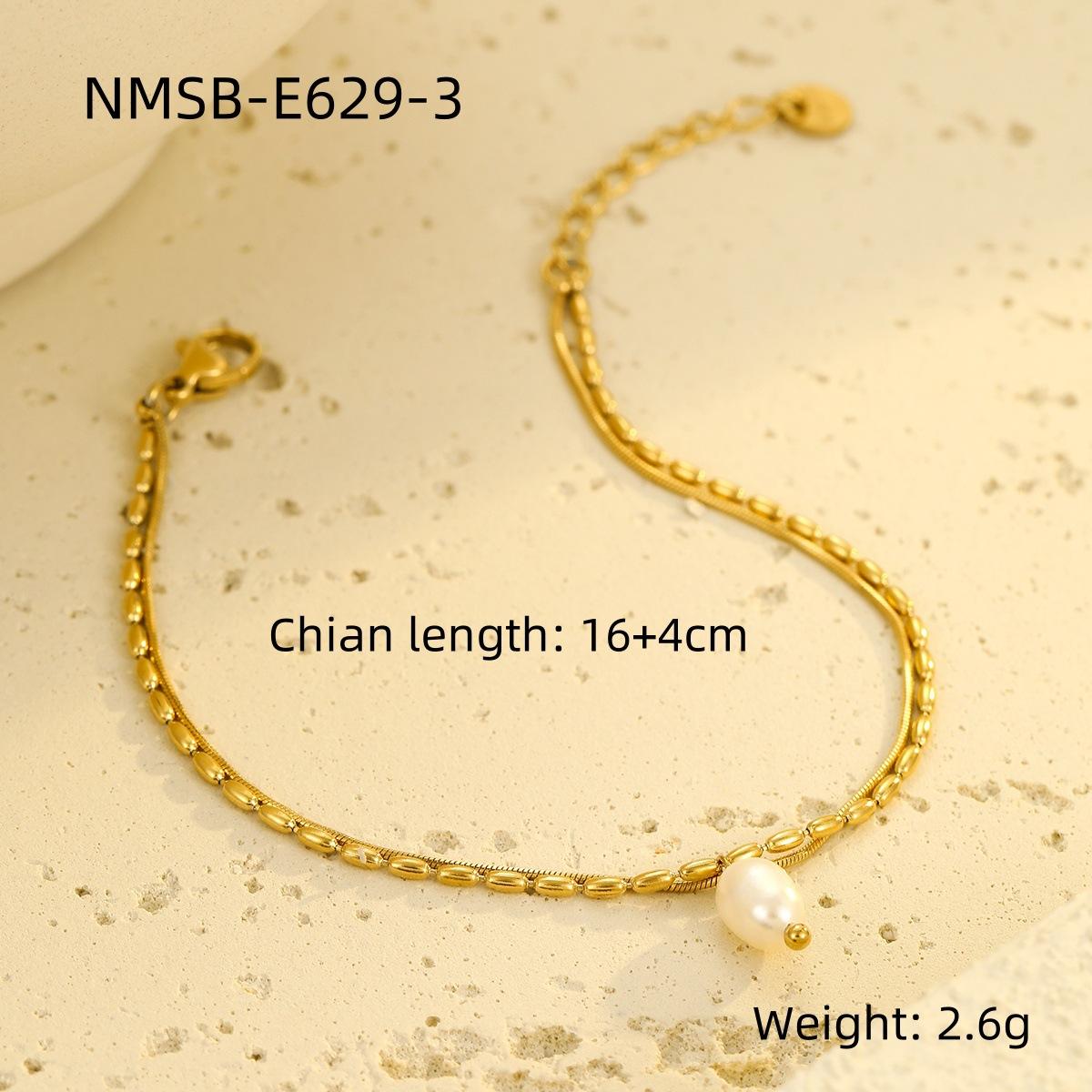GEMCHIC Women s Double Layer Stainless Steel Bracelet with Natural Freshwater Pearl and Gold Plated Chain