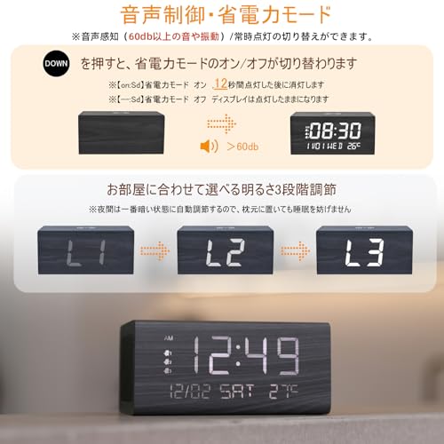 Alarm Clock, Bluetooth 5.0, Speaker, Large Text, Easy-to-Read Wireless Charging, Multi-Function Clock, Qi Smartphone Wireless Charger, Thermometer, Te