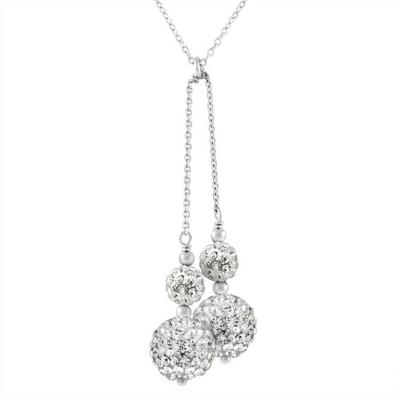 Necklace - LOVA LOLA VAN DER KEEN - 4 Balls - 925 Sterling Silver - White Crystals - 42 Cm