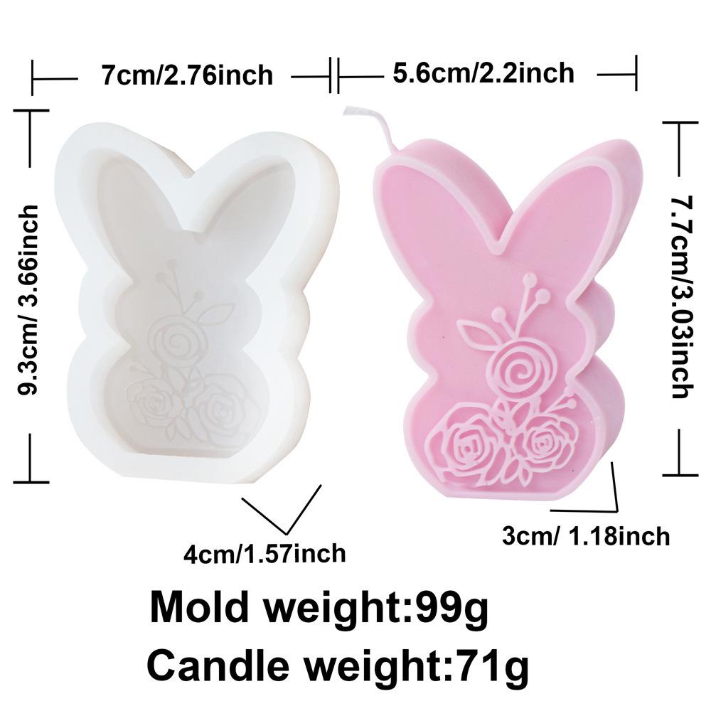 Easter Flat Relief Flower Rabbit Candle Silicone Mold DIY Bunny Soap Crystal Making Tool Animal Ice Tray Craft Home Decor