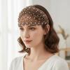 Elegant Crystal Pearl Floral Beaded Headbands Lace Hollow Pattern Wide Headbands Stretchy Breathable Turban Women