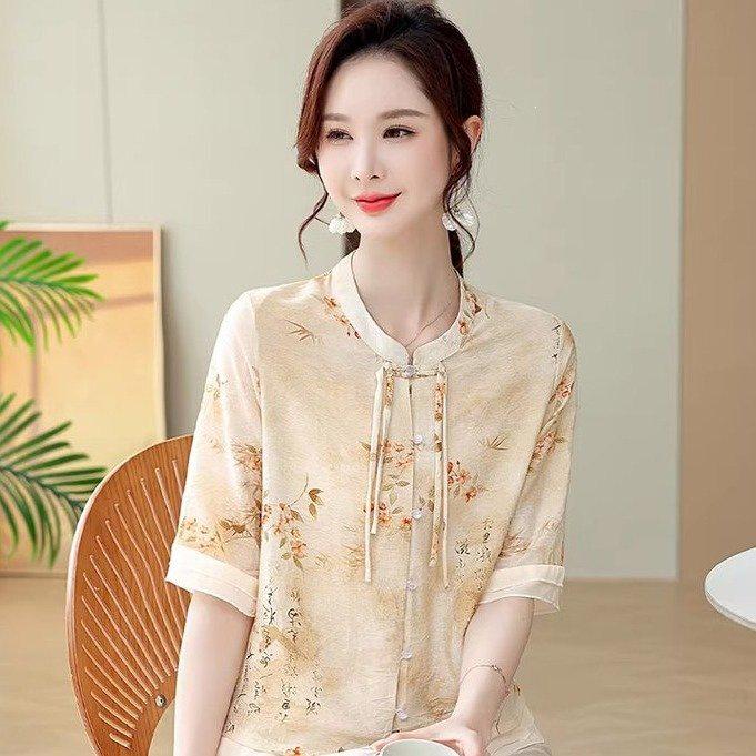 Stylish Summer Two-Piece Set: Casual T-Shirt & Wide Leg Pants for Middle-Aged Women