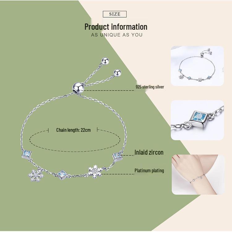 Yinziyun Snowflake Rhinestone S925 Silver Winter Bracelet - Christmas Jewelry