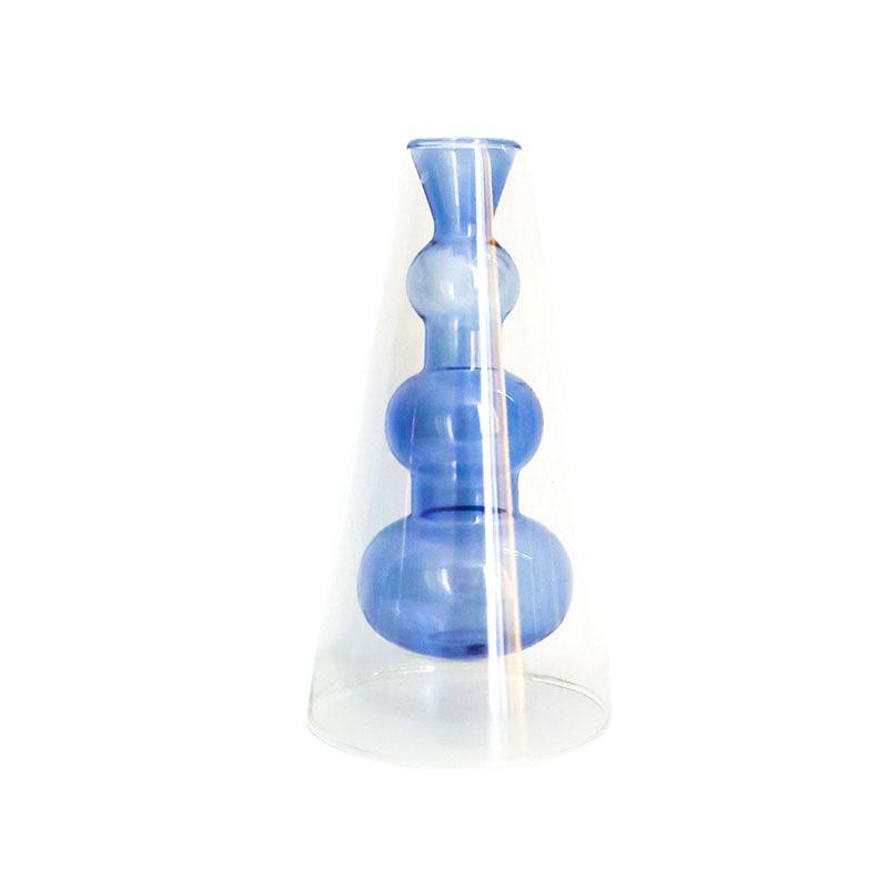 European Glass Rattan Aroma Vase - Double Layer, Colored Glass, Flameless Hydroponic for Living Room