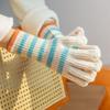 Damen Fingerlose Imitationskaschmir-Handschuhe - Mädchenhaftes Herz-Design, Gestreift, Verlängertes Handgelenk, Warm & Vielseitig für Herbst-/Winterreisen