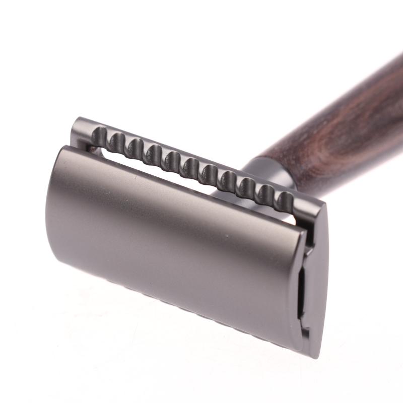 Double Edge Safety Razor, Faux Wood Zinc Alloy Handle Razor With 5 Stainless Steel Blades, Heavy Duty Eco-Friendly Razor