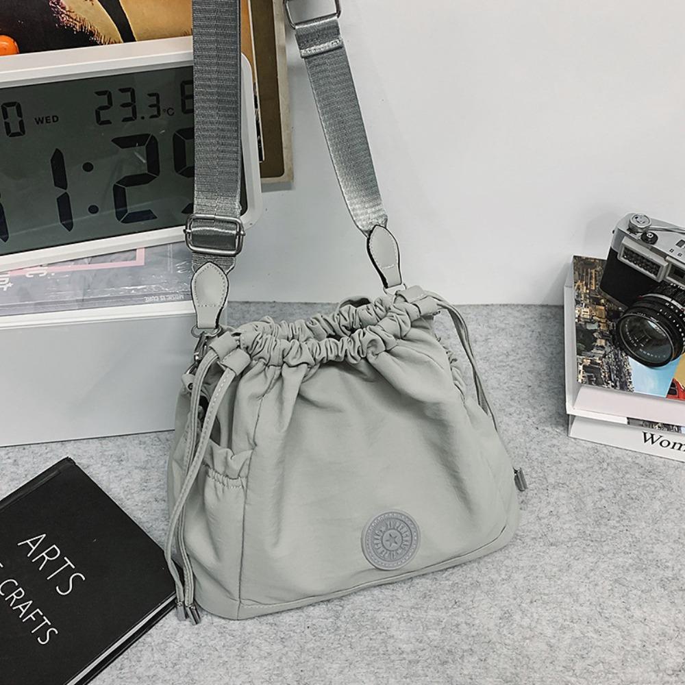 

Purse Drawstring Bucket Bag Handbag Oxford Cloth Crossbody Bag Casual Nylon Shoulder Bag Girls серый