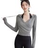 Autumn hooded yoga clothes slim and thin yoga sports tops tight training long sleeves fitness clothes