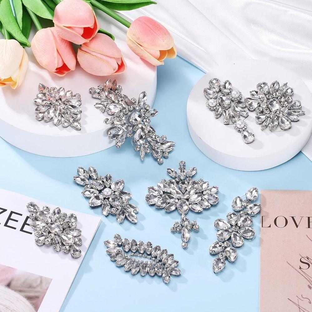 Elegant Glue Back Diamond Beaded Patches Crystal Beaded Diamond Decoration Beading Applique Rhinestone Patches