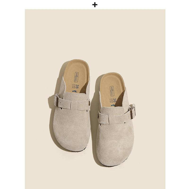 

Вся мягкая кожа женские толстоподошвенные пробковая подошва Sanxi верхняя одежда сумка голова Boken обувь полутапочки 40 бежевый