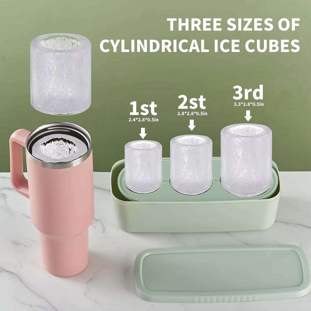 Silicone Ice Cube Molds with Lid for 20 /30/ 40 Oz Tumbler Cups Easy Fill Release Ice Maker Tray Water Mug Compatible