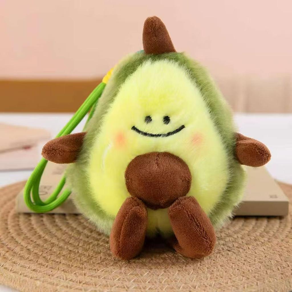 Cute Strawberry Orange Plush Keychain Cartoon Fruit Doll Desktop Ornament Palm Toy Pendant