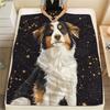 Black Australian Shepherd,pattern Flannel Blanket, High quality Comfortable for All Seasons, Home Decor, Warmth and Comfort, Perfect for Gifts.