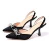 New 2025Women's High-heels Shoes Bow Rhinestone Fashion Woman Pumps Rose Red Pointed Toe Sexy Sandals Ladies Stiletto Mules