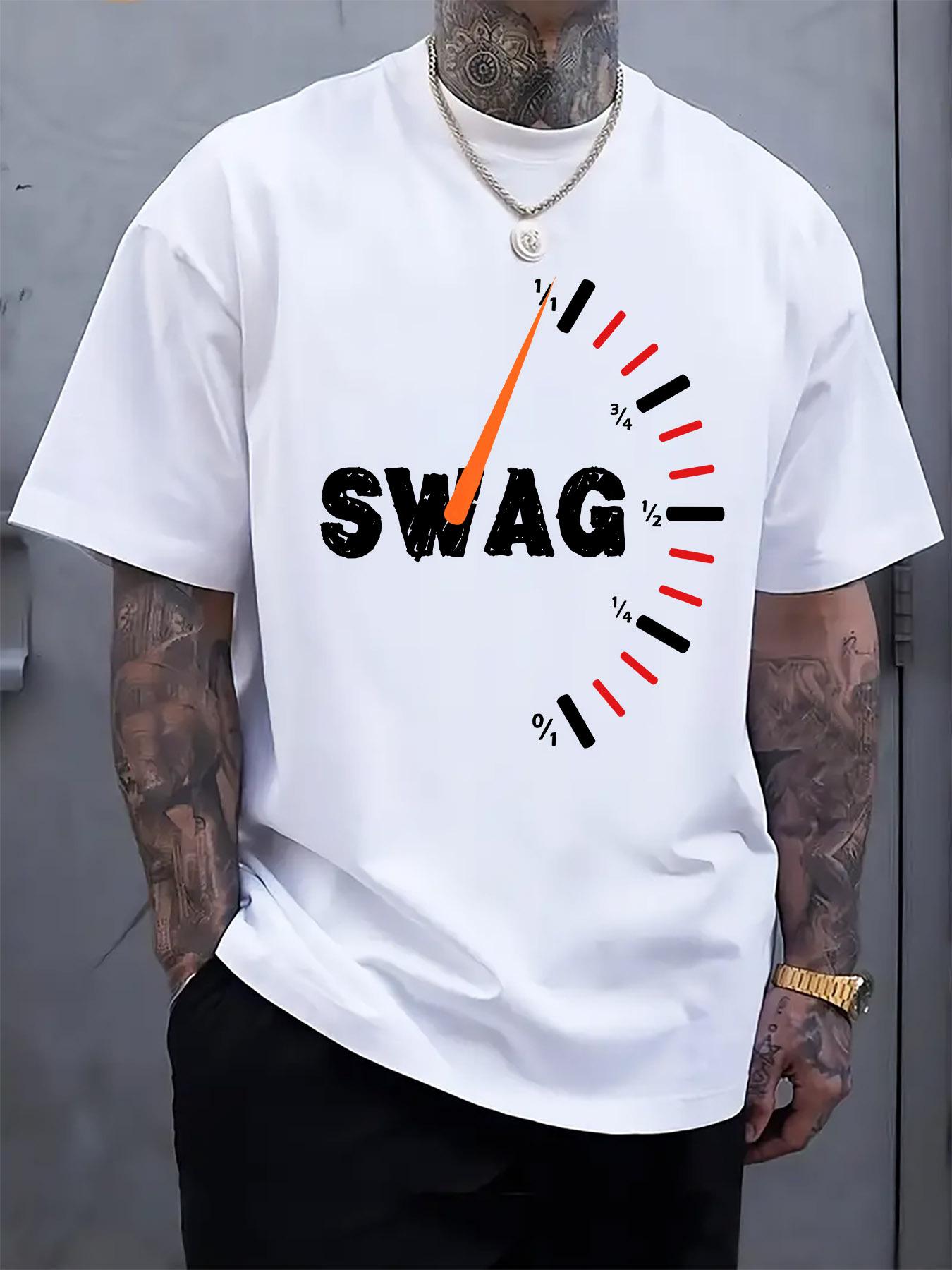 Light Gray Casual Graphic Tshirt with SWAG Dashboard Prin... S