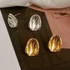 Real  Sterling Silver 18K Gold Irregular Elliptical Stud Earring for Women Personality Fine  Trendy Accessory