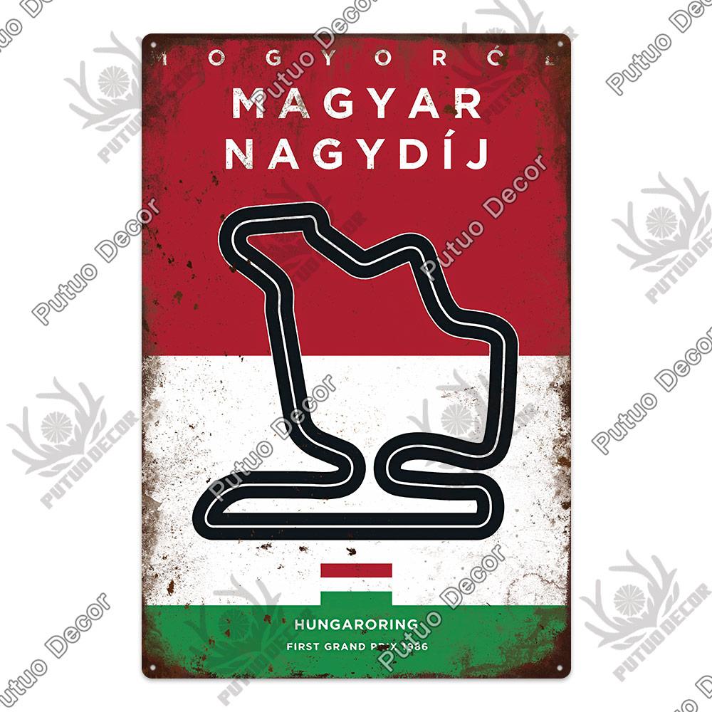 Putuo Decor Vintage Racing Track Metal Poster F Competition Tin Sign Plaque Iron Plate Bar Club Man Cave Home Wall Decoration