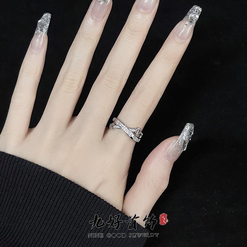 Diamond Zir*****Pening Simple Niche Design Cold Wind Light Luxury High Sense Ring Women