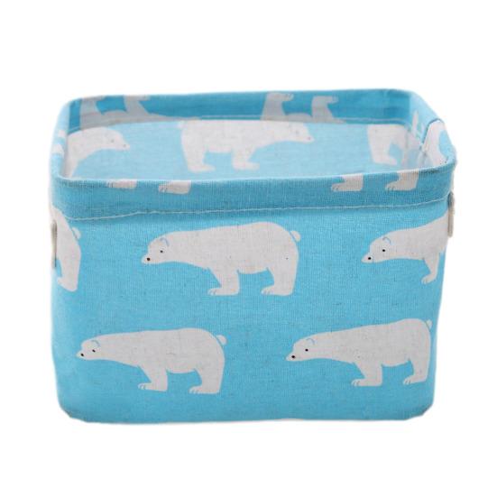 Foldable Storage Basket with Handles Waterproof Large Capacity Cotton Linen Printed